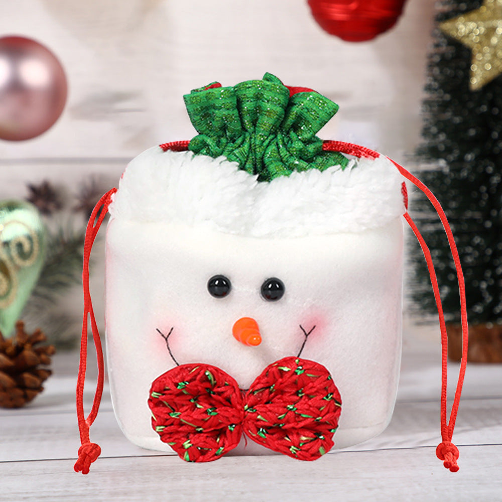 Wholesale 10pcs Christmas Apple Bag Flannel Drawstring Bag